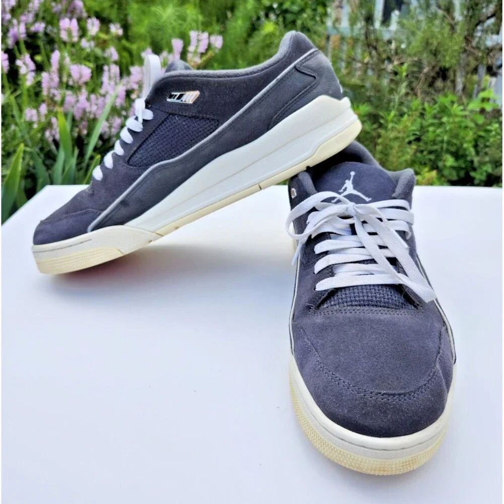 Jordan Flight Court Anthracite Gray Sail Suede Low Top Sneakers Men's Size 14